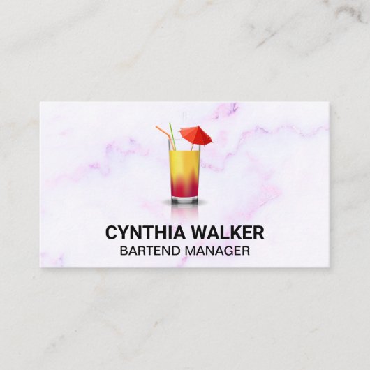 Carte De Visite Cocktail exotique | Marbre coloré (Devant)