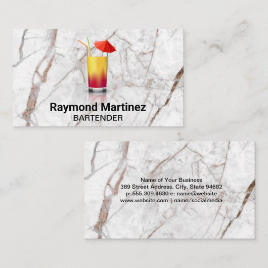 Carte De Visite Cocktail | MARBRE BLANC (Devant / Derrière)