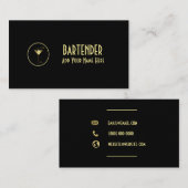 Carte De Visite Cocktail métal or Martini Bartender (Devant / Derrière)