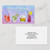 Carte De Visite Cocktail Mix Boissons | Aquarelle Mixologie (Devant / Derrière)