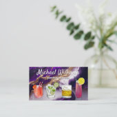 Carte De Visite Cocktail Mix Boissons | Marbre or pourpre (Debout devant)