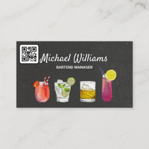 Carte De Visite Cocktail Mix Boissons   Mixologie   Code QR