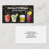 Carte De Visite Cocktail Mix Boissons | Mixologie | Marbre (Devant / Derrière)