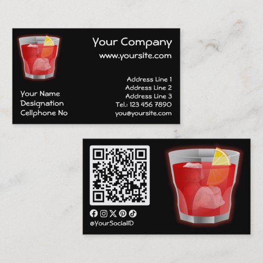 Carte De Visite Cocktail Negroni (Devant / Derrière)