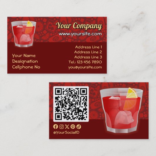 Carte De Visite Cocktail Negroni (Devant / Derrière)