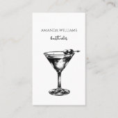 Carte De Visite Cocktail noir et blanc Bartender professionnel (Devant)