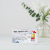 Carte De Visite Cocktail parapluie | Marbre bleu or (Debout devant)