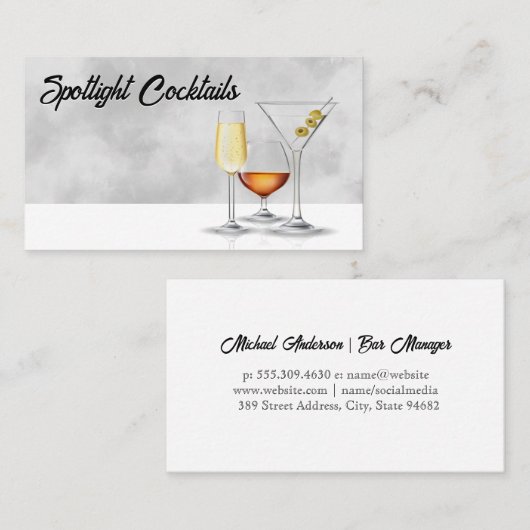 Carte De Visite Cocktail | Restaurant (Devant / Derrière)