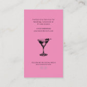Carte De Visite Cocktail rose et noir Bartender professionnel (Dos)