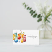 Carte De Visite Cocktails à l'aquarelle avec code QR (Debout devant)