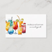 Carte De Visite Cocktails à l'aquarelle avec code QR (Devant)