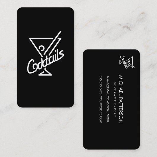 Carte De Visite Cocktails / Bartender (Devant / Derrière)