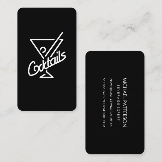 Carte De Visite Cocktails / Bartender (Devant / Derrière)