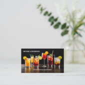 Carte De Visite Cocktails Colorés Barman Professionnel (Debout devant)