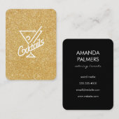 Carte De Visite Cocktails / Glamor Gold Parties scintillant (Devant / Derrière)