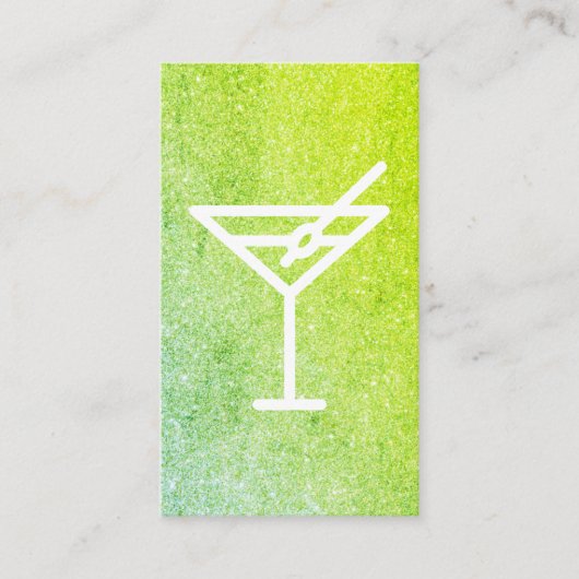 Carte De Visite Cocktails Martini Glamor Parties scintillant verte (Devant)