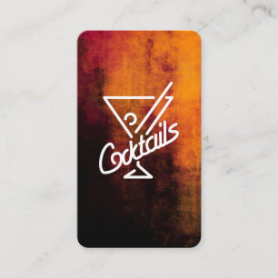 Carte De Visite Cocktails Martini   Texture noire orange