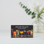 Carte De Visite Cocktails mixtes arrangés avec plaisir sur le bar  (Debout devant)