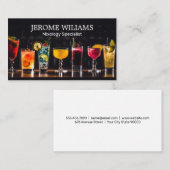 Carte De Visite Cocktails mixtes arrangés avec plaisir sur le bar  (Devant / Derrière)