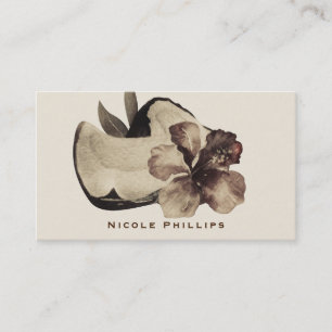 Carte De Visite Cocotier Tropical Vintage & Hibiscus Élégant Chic