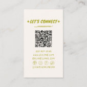 Carte De Visite Cod rétro manuscrit dessiné vert Funky Floral QR C (Dos)