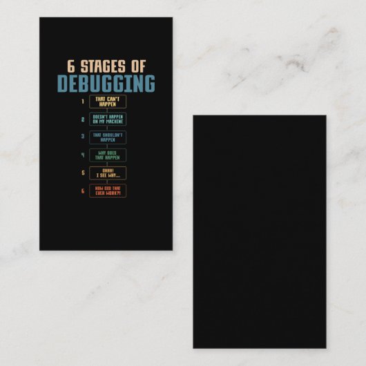 Carte De Visite Codage Humour de débogage Programmation Codeur de  (Devant / Derrière)