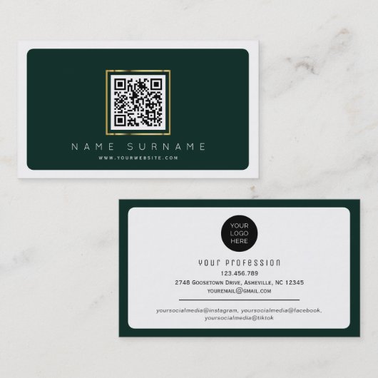 Carte De Visite Code barcode qr moderne médias sociaux avec logo (Devant / Derrière)