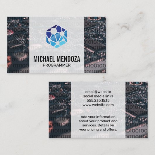 Carte De Visite Code binaire | Logo technique (Devant / Derrière)