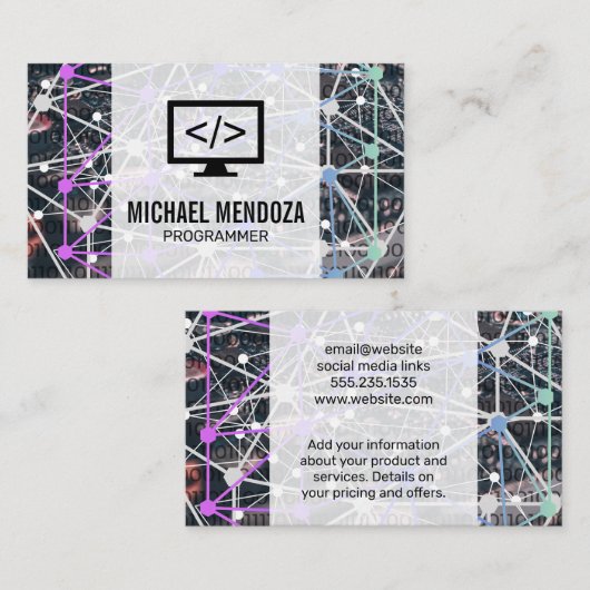 Carte De Visite Code binaire | Réseau | Technologie (Devant / Derrière)