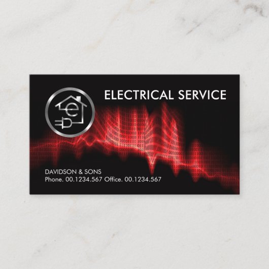 Carte De Visite Code binaire rouge Éclair électrique (Devant)