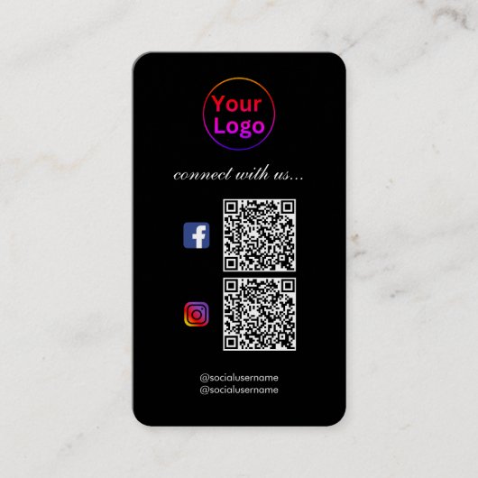 Carte De Visite CODE Black Modern Professional 2 QR (Devant)