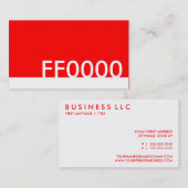 Carte De Visite code couleur html rouge FF0000 (Devant / Derrière)