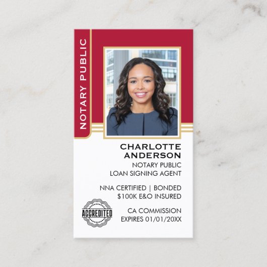 Carte De Visite Code de l'agent de signature du prêt public notair (Devant)