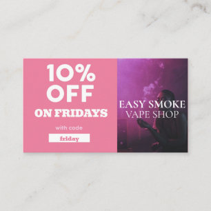Carte De Visite Code de réduction du vendredi spécial Vape Shop