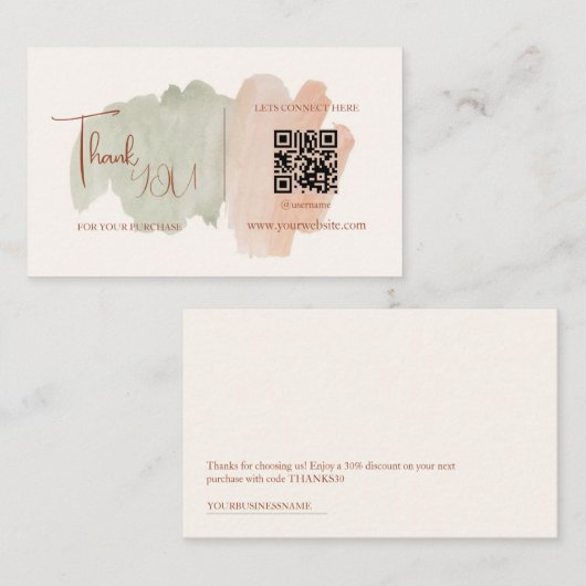 Carte De Visite Code de remise de code QR de contrevête (Devant / Derrière)