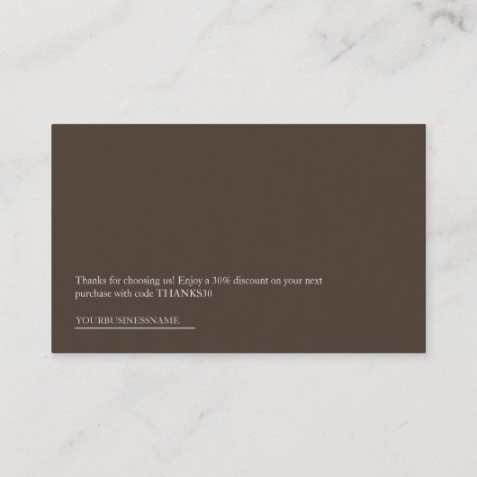 Carte De Visite Code d'escompte de code QR Brown foncé (Dos)