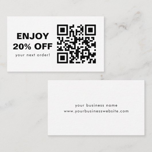 Carte De Visite Code d'escompte noir et blanc du code QR (Devant / Derrière)