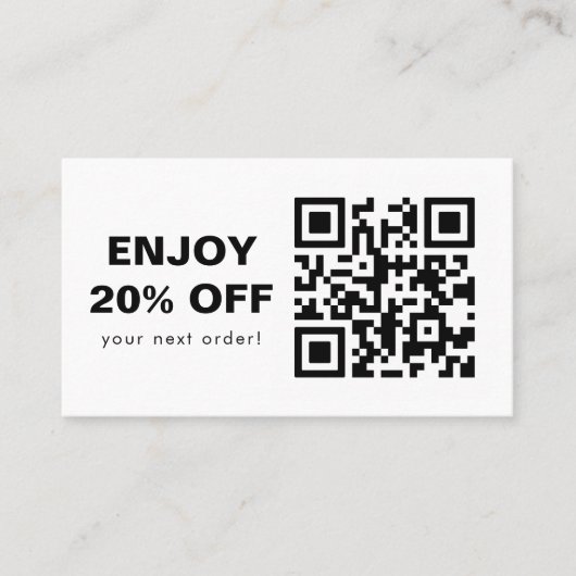 Carte De Visite Code d'escompte noir et blanc du code QR (Devant)