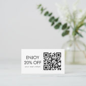 Carte De Visite Code d'escompte noir et blanc du code QR (Debout devant)