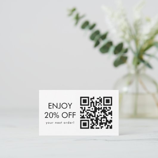 Carte De Visite Code d'escompte noir et blanc du code QR (Debout devant)