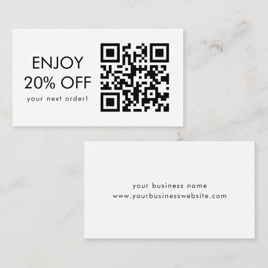 Carte De Visite Code d'escompte noir et blanc du code QR (Devant / Derrière)