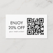 Carte De Visite Code d'escompte noir et blanc du code QR (Devant)