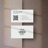 Carte De Visite Code et logo QR | gris clair | Élégante et intelli