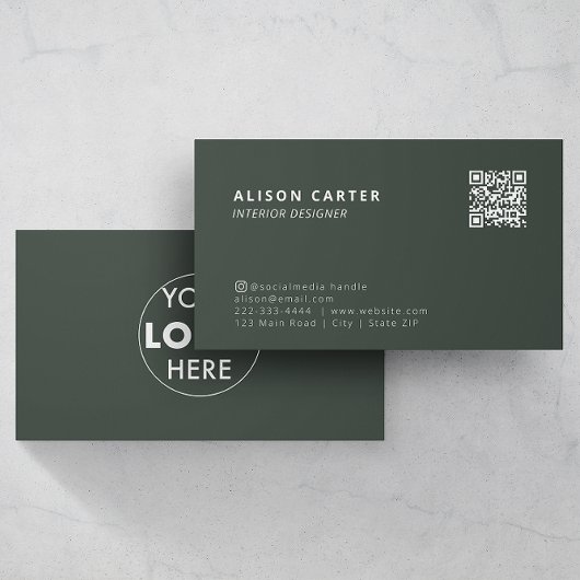 Carte De Visite Code et logo QR | Vert | Moderne | Professionnel