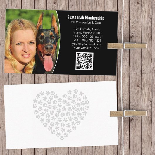 Carte De Visite Code et photographie de Pet Care Black White Custo