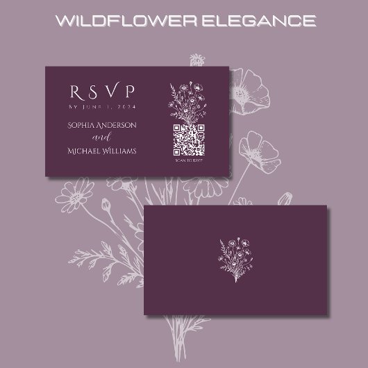 Carte De Visite Code fleur sauvage Elegance-RSVP-QR