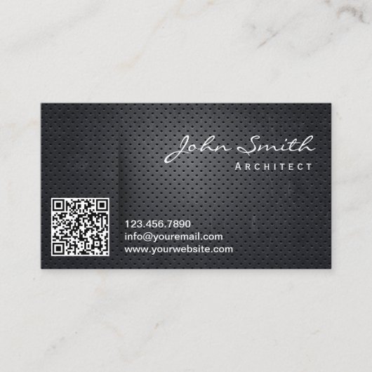 Carte De Visite Code noir professionnel en métal QR d'architecte (Devant)