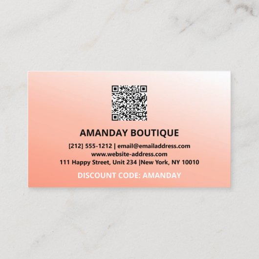 CARTE DE VISITE CODE QR 20%OFF DICOUNT PROMOTIONAL INSERT ROSE (Dos)