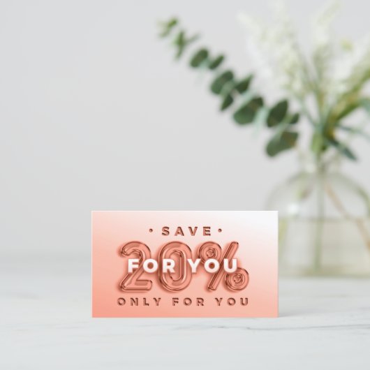 CARTE DE VISITE CODE QR 20%OFF DICOUNT PROMOTIONAL INSERT ROSE (Debout devant)