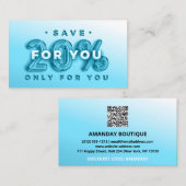 CARTE DE VISITE CODE QR 20%OFF DICOUNT PROMOTIONNEL INSÉRER BLEU (Devant / Derrière)